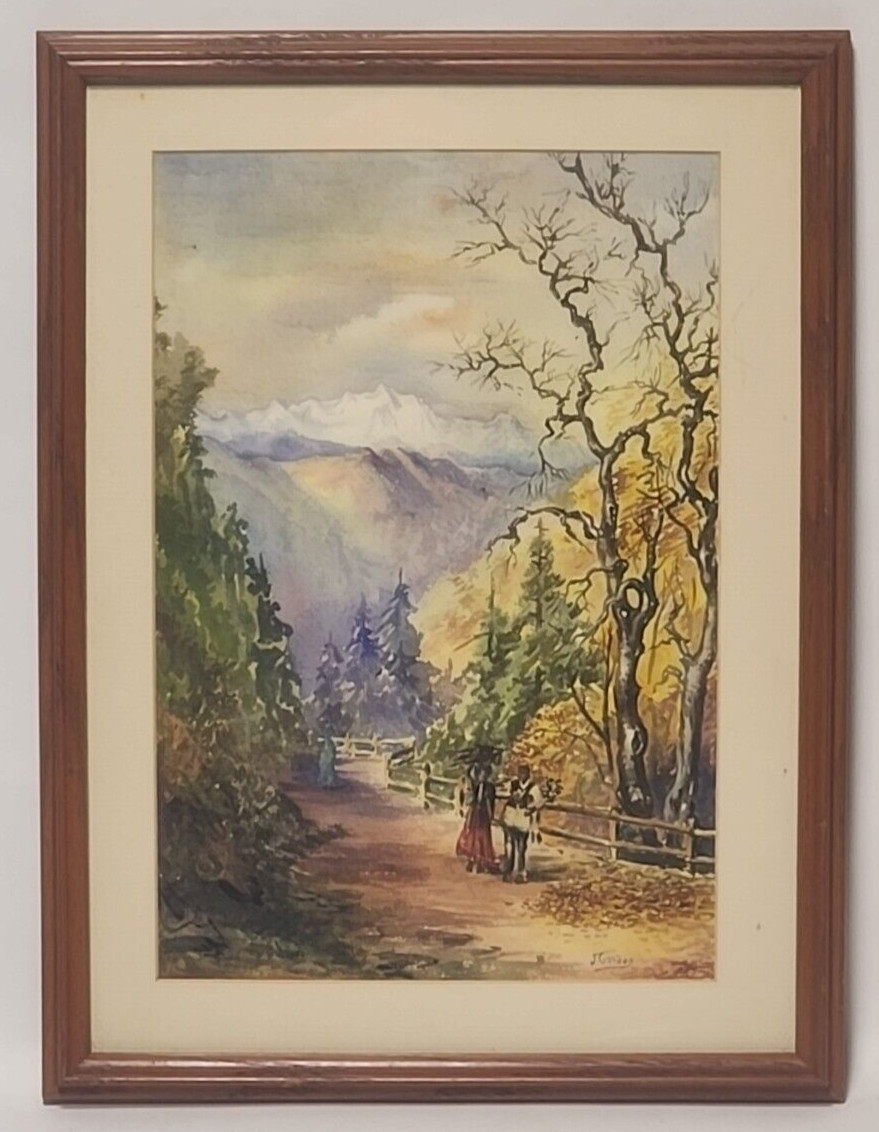 Original J. Gordon Modernist Landscape Painting, Framed
