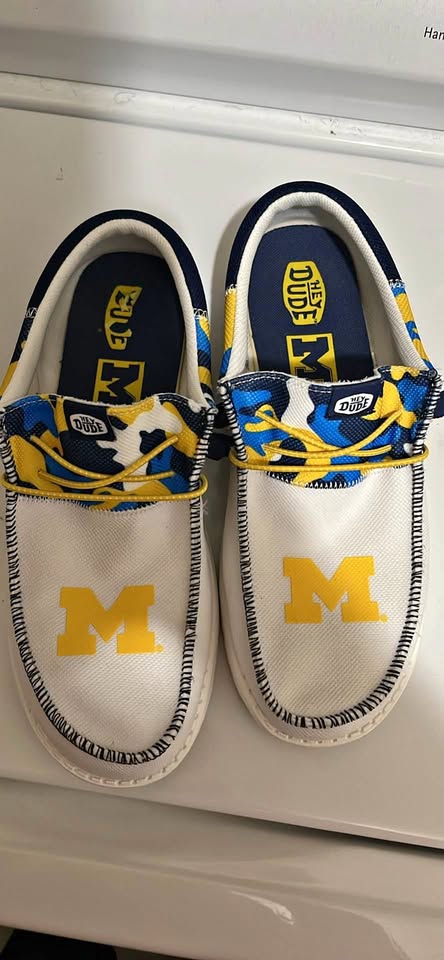 Hey Dude Michigan 'M' Shoes (maize & blue)